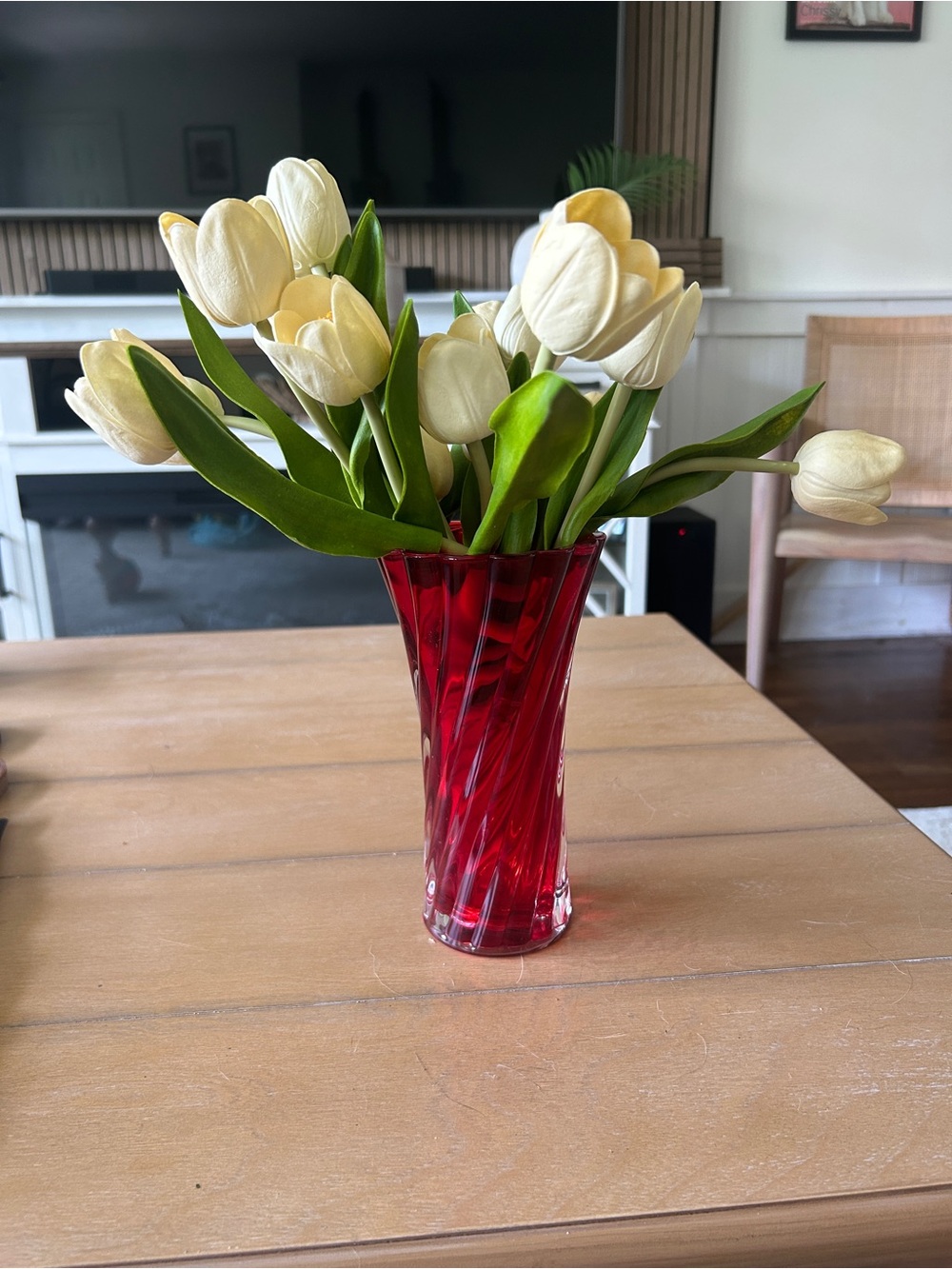 Red Glass Vase - July 4th decor